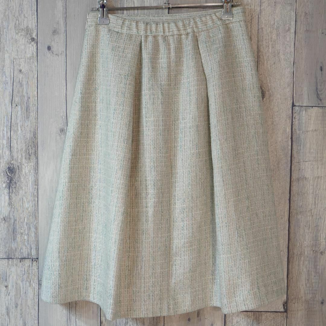 green label relaxing 綿混ツイードタックスカート 水色F レディースのスカート(ひざ丈スカート)の商品写真
