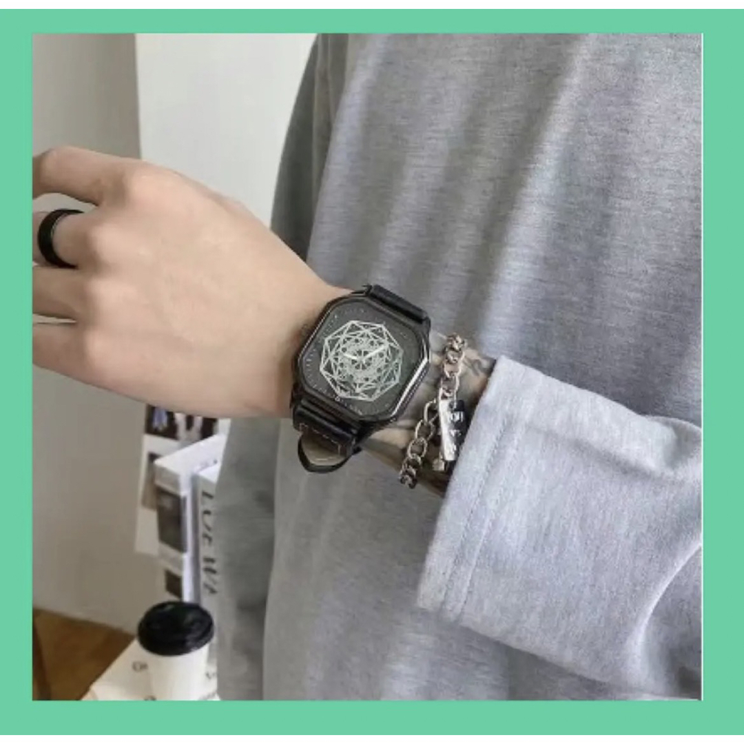 【腕時計】 メンズブラック レザー アナログ 時計 メンズの時計(腕時計(アナログ))の商品写真