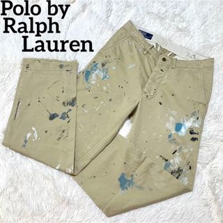 色移り有り 新品 デッド 34 ポロ ラルフローレン ペンキ 加工 ボタン