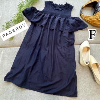 ページボーイ(PAGEBOY)のPAGEBOYアリシアページボーイスリーブワンピース紺ネイビーFフリーサイズ(ミニワンピース)