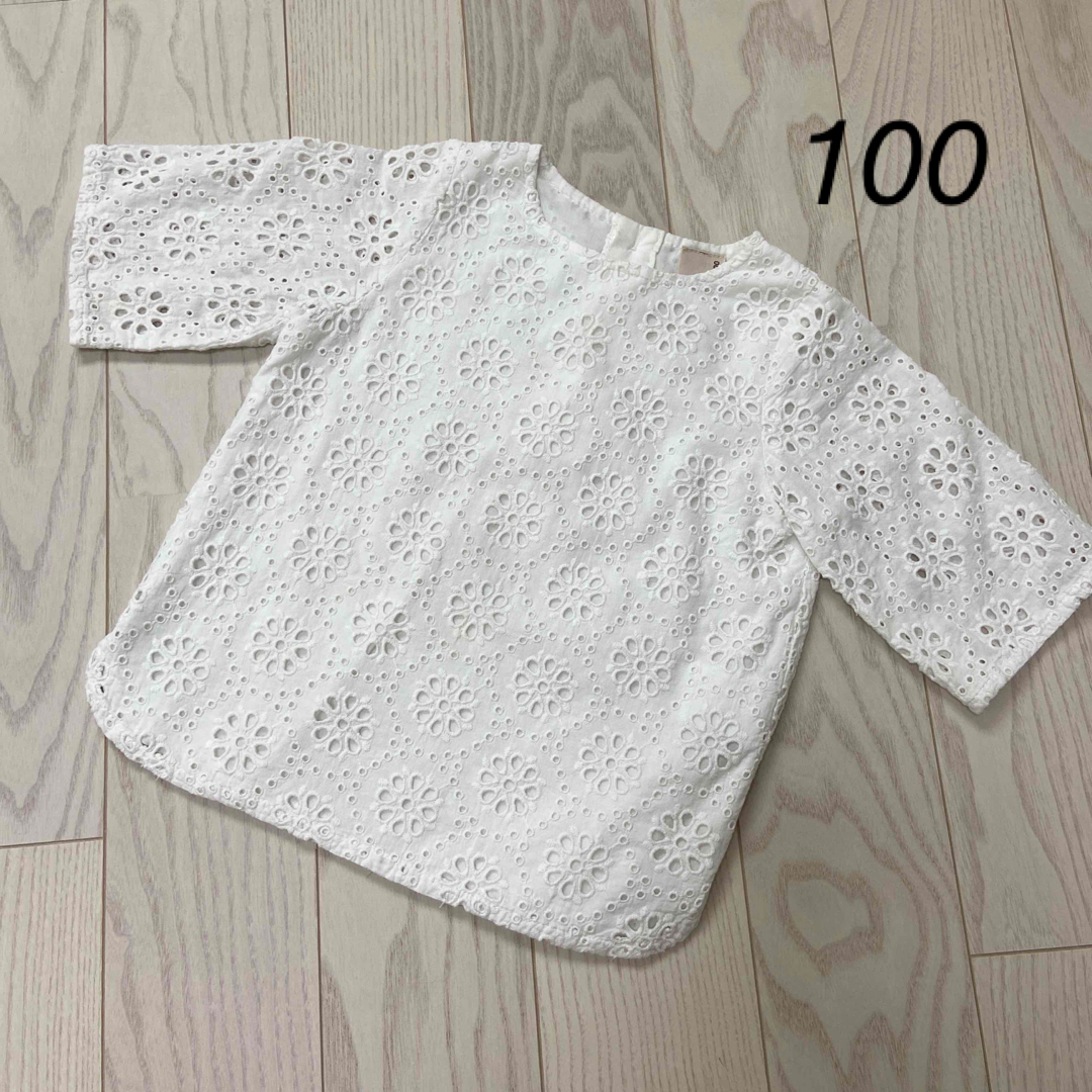 petit main(プティマイン)のプティマイン　レースシャツ　100 キッズ/ベビー/マタニティのキッズ服女の子用(90cm~)(Tシャツ/カットソー)の商品写真