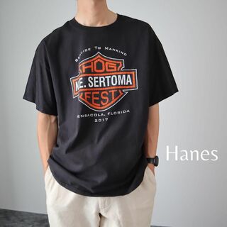 ヘインズ(Hanes)の【ヘインズ】HOG FEST バイク イベント プリント Tシャツ 黒 XL(Tシャツ/カットソー(半袖/袖なし))