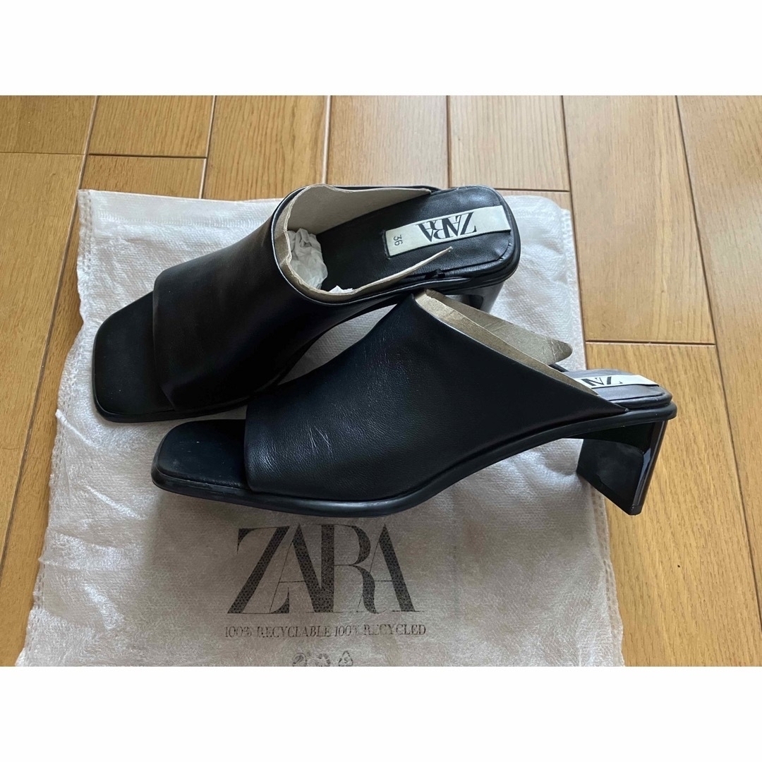 ZARA(ザラ)の美品★ZARAザラ　本革ミュール　23.5cm レディースの靴/シューズ(ミュール)の商品写真