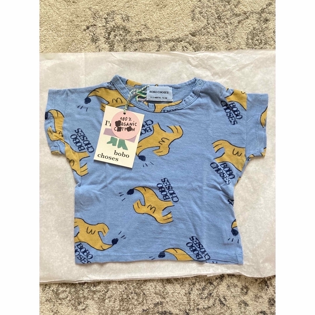 bobo chose(ボボチョース)のBOBO CHOSES ボボショースブルーTシャツ青新品dog柄 キッズ/ベビー/マタニティのベビー服(~85cm)(Ｔシャツ)の商品写真