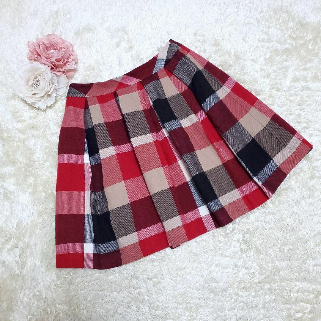 美品】ブルーレーベルクレストブリッジ ウール ピンク 膝丈 チェック