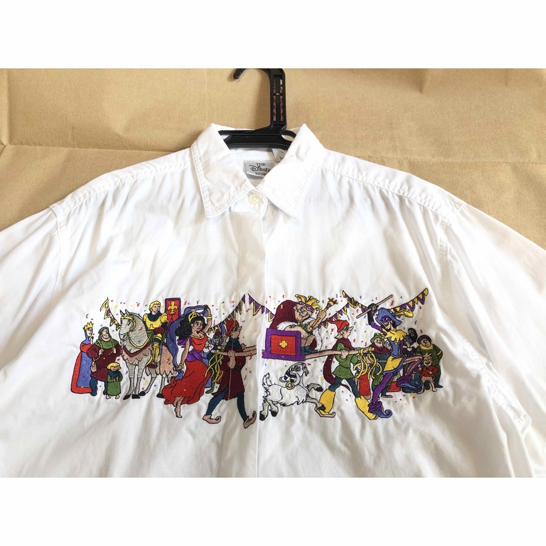 90s Disney 白シャツ S 長袖 刺繍 ディズニー ビンテージ 2