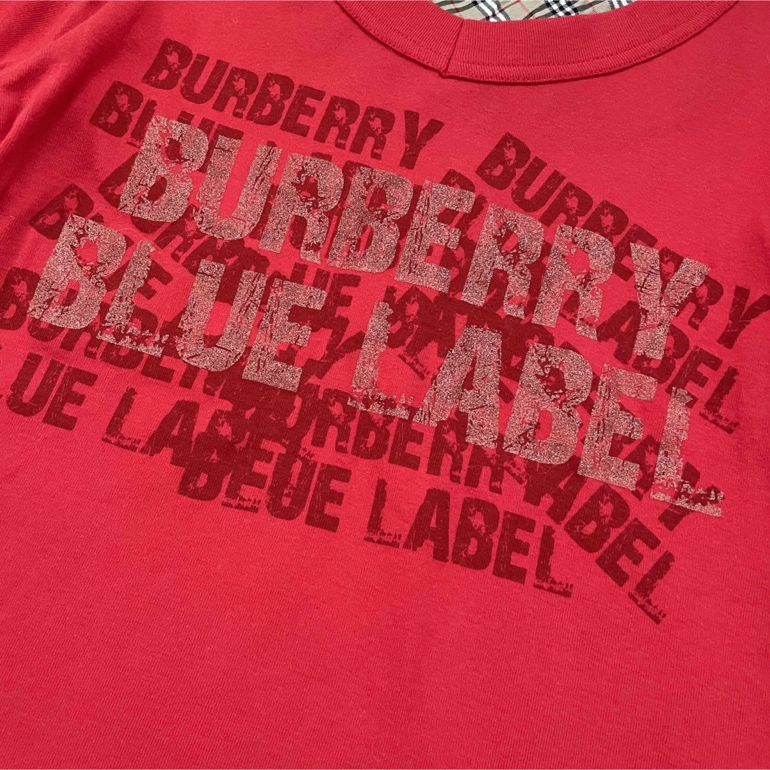 BURBERRY BLUE LABEL(バーバリーブルーレーベル)の美品　バーバリーブルーレーベル　ロゴTシャツ　パフスリーブ　ノバチェック レディースのトップス(Tシャツ(半袖/袖なし))の商品写真