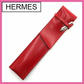 Hermes - エルメス HERMES 万年筆 ペン ケース 本革 赤 ユニセックス