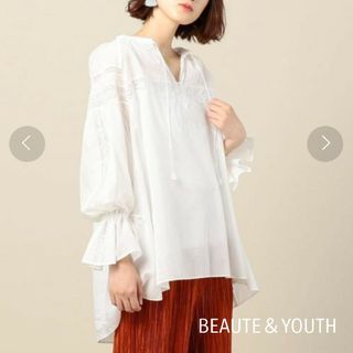 ビューティアンドユースユナイテッドアローズ(BEAUTY&YOUTH UNITED ARROWS)のビューティー＆ユース  コットンローンレースブラウス  白(シャツ/ブラウス(長袖/七分))