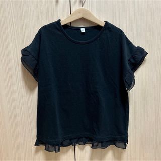 ニシマツヤ(西松屋)の西松屋 ★ 袖フリルのTシャツ　裾フリル　サイズ140  ブラック　通学(Tシャツ/カットソー)