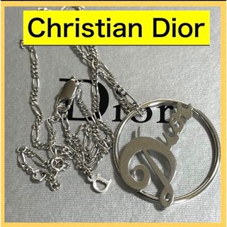 クリスチャンディオール(Christian Dior)のクリスチャンディオール ネックレス　Diorロゴペンダント　大振り　シルバー(ネックレス)