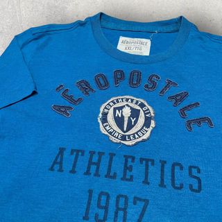 エアロポステール(AEROPOSTALE)のUS古着 AEROPOSTALE カレッジロゴ ワッペン Tシャツ XXL 青(Tシャツ/カットソー(半袖/袖なし))