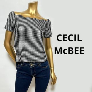 セシルマクビー(CECIL McBEE)の【2883】CECIL McBEE 千鳥柄 オフショル トップス(カットソー(半袖/袖なし))