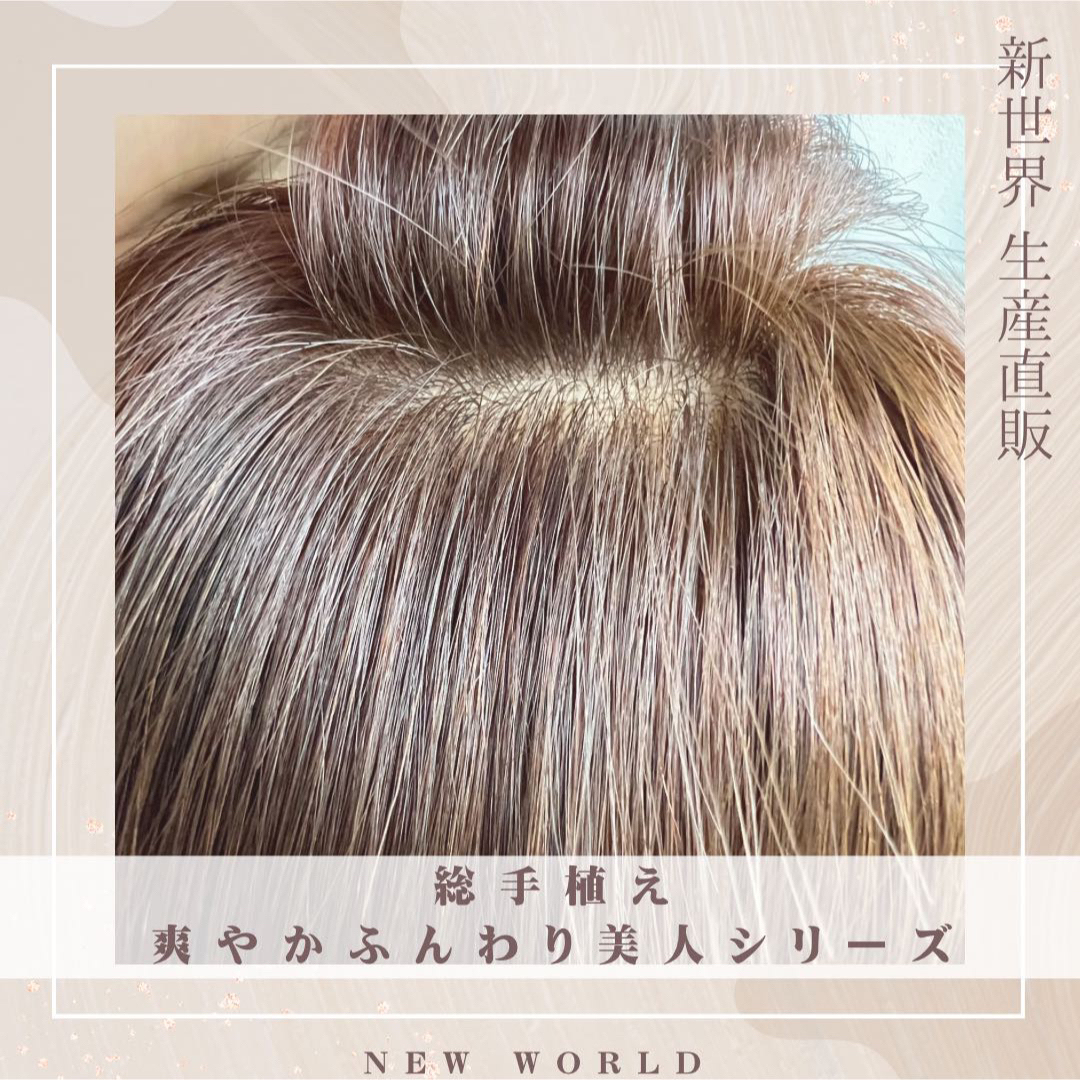 最新生産新世界ヘアピース☆高級人工肌9*14総手植え50㌢〜円形脱毛症