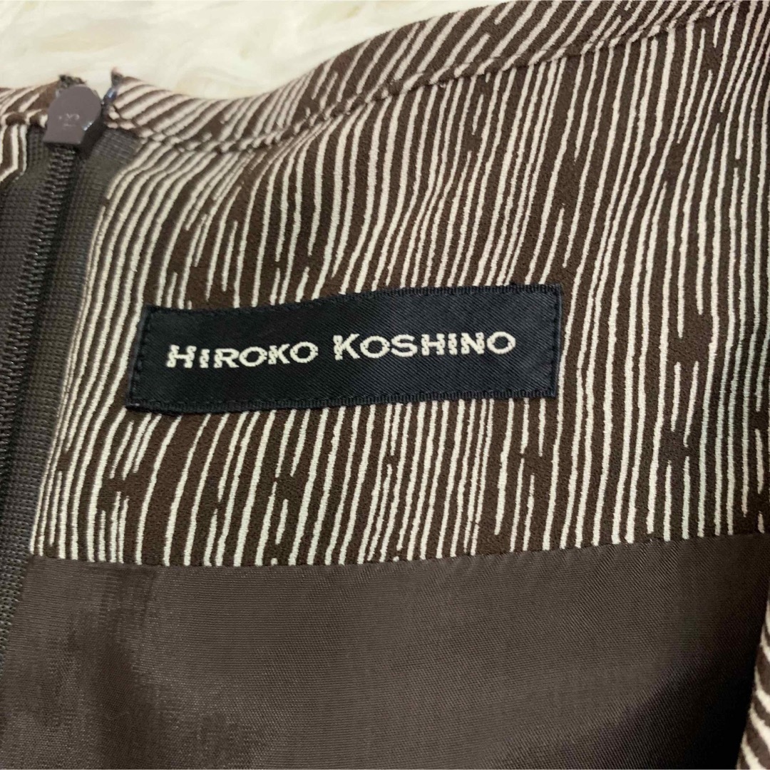 HIROKO KOSHINO(ヒロココシノ)の美品ヒロココシノ 膝下丈ワンピース日本製40サイズ大きいサイズ レディースのワンピース(ひざ丈ワンピース)の商品写真