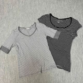 ユニクロ(UNIQLO)のまとめ売り！レディース　半袖Tシャツ　ストライプ２枚セット(Tシャツ(半袖/袖なし))