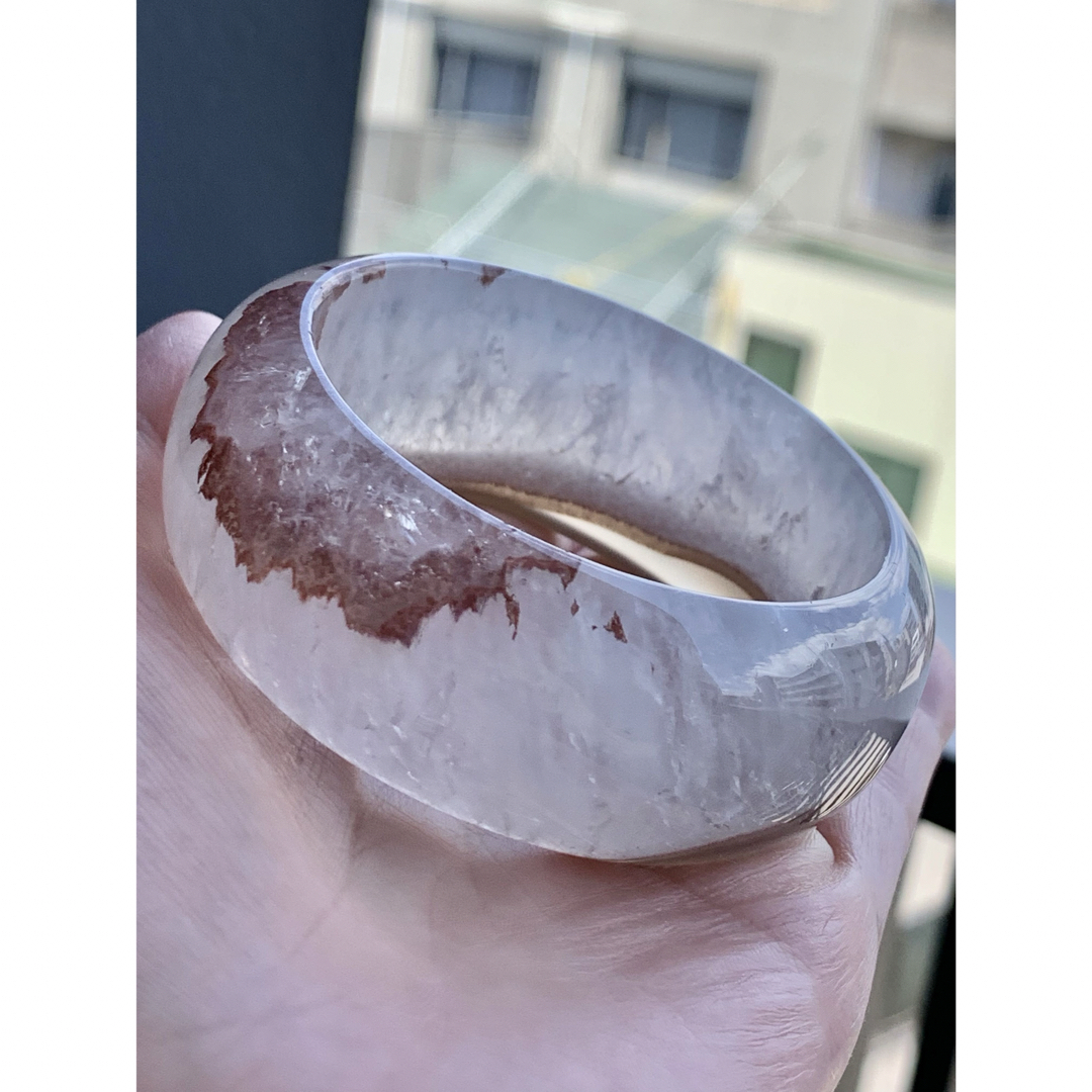 レア‼️❄メノウ&水晶共生⭐️カルセドニー 玉髄 バングル 腕輪 新品