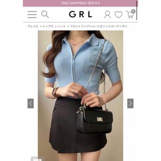 グレイル(GRL)のグレイル　トップス　フロントジップショート丈ニットカーディガン　完売(カーディガン)