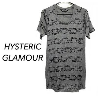 ヒステリックグラマー(HYSTERIC GLAMOUR)のヒステリックグラマー【美品】チェーン柄 半袖 ロング丈 カットソー ワンピース(カットソー(半袖/袖なし))