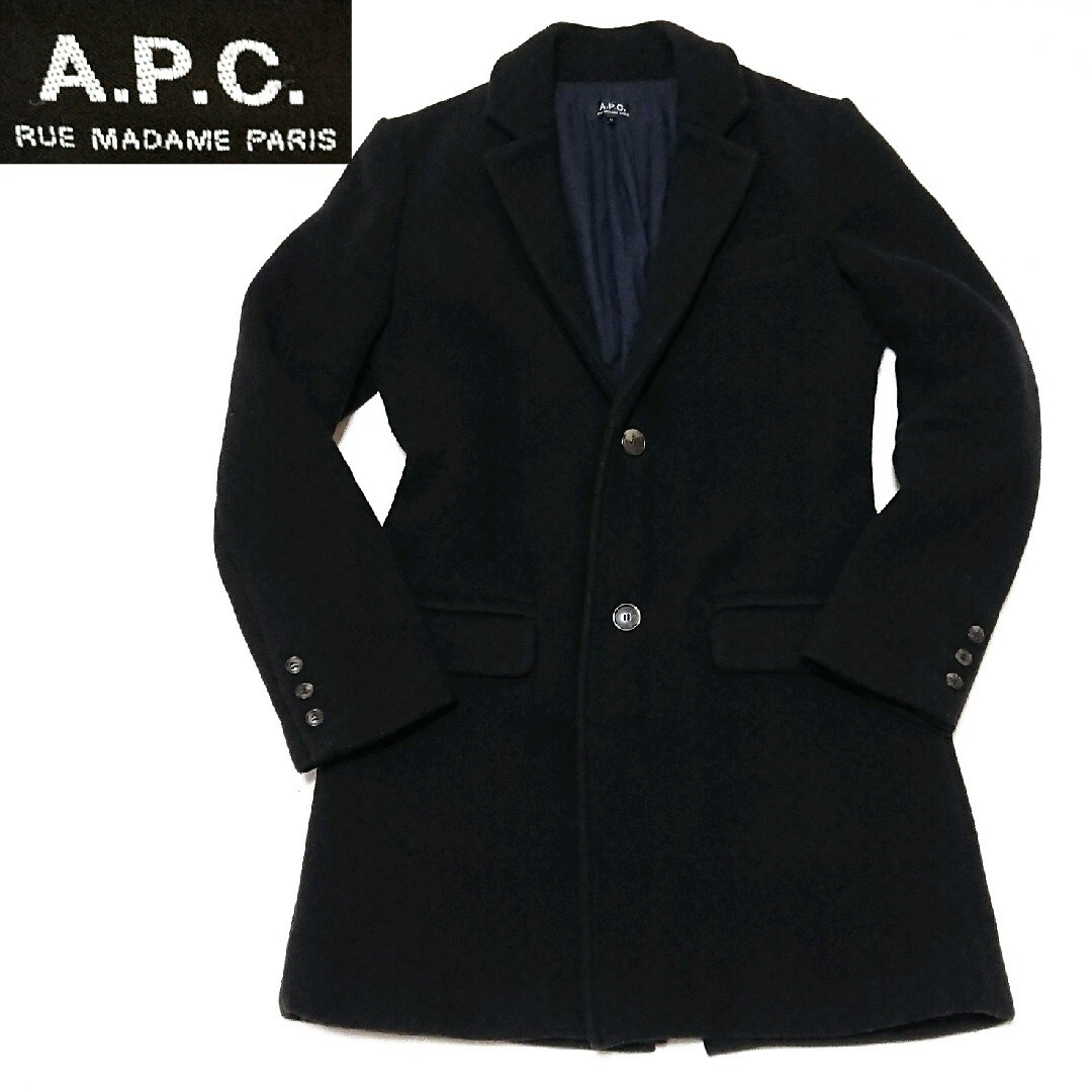 独特の素材 A.P.C. アーペーセー ウール 無地 中綿 チェスター コート