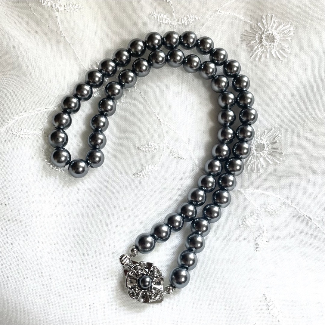 【美品】磁気ブラックパールネックレス 黒真珠 フォーマル シンプル 上品 綺麗 レディースのアクセサリー(ネックレス)の商品写真