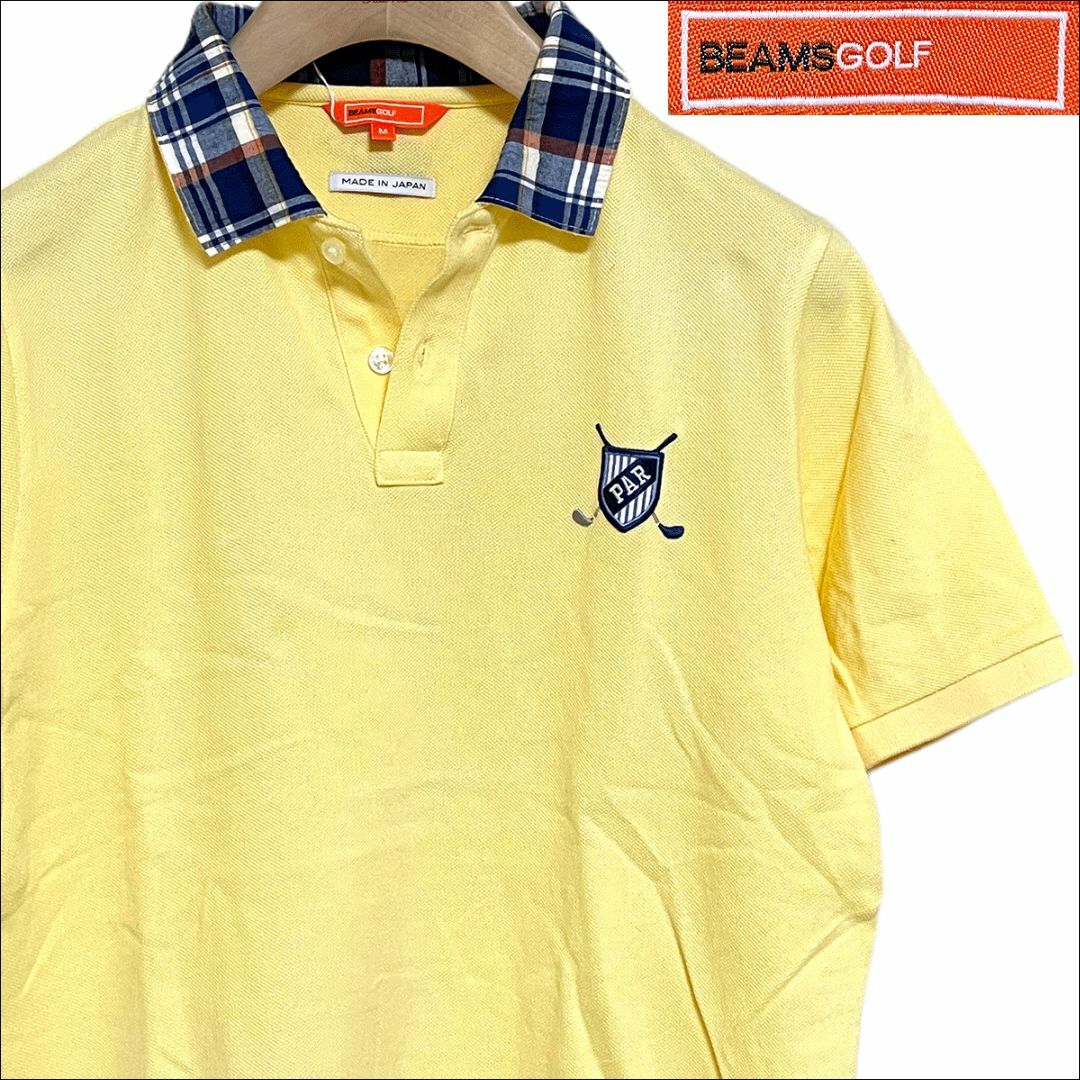 BEAMS - J6268 美品 ビームスゴルフ チェック柄襟切り替えポロシャツ