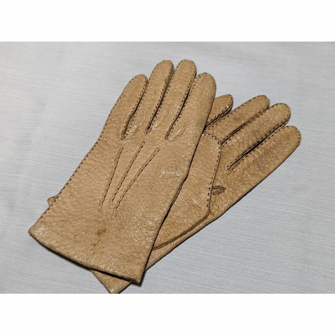 ホワイトペッカリー サイズ8 英国製 ヴィンテージ レザーグローブ - 手袋