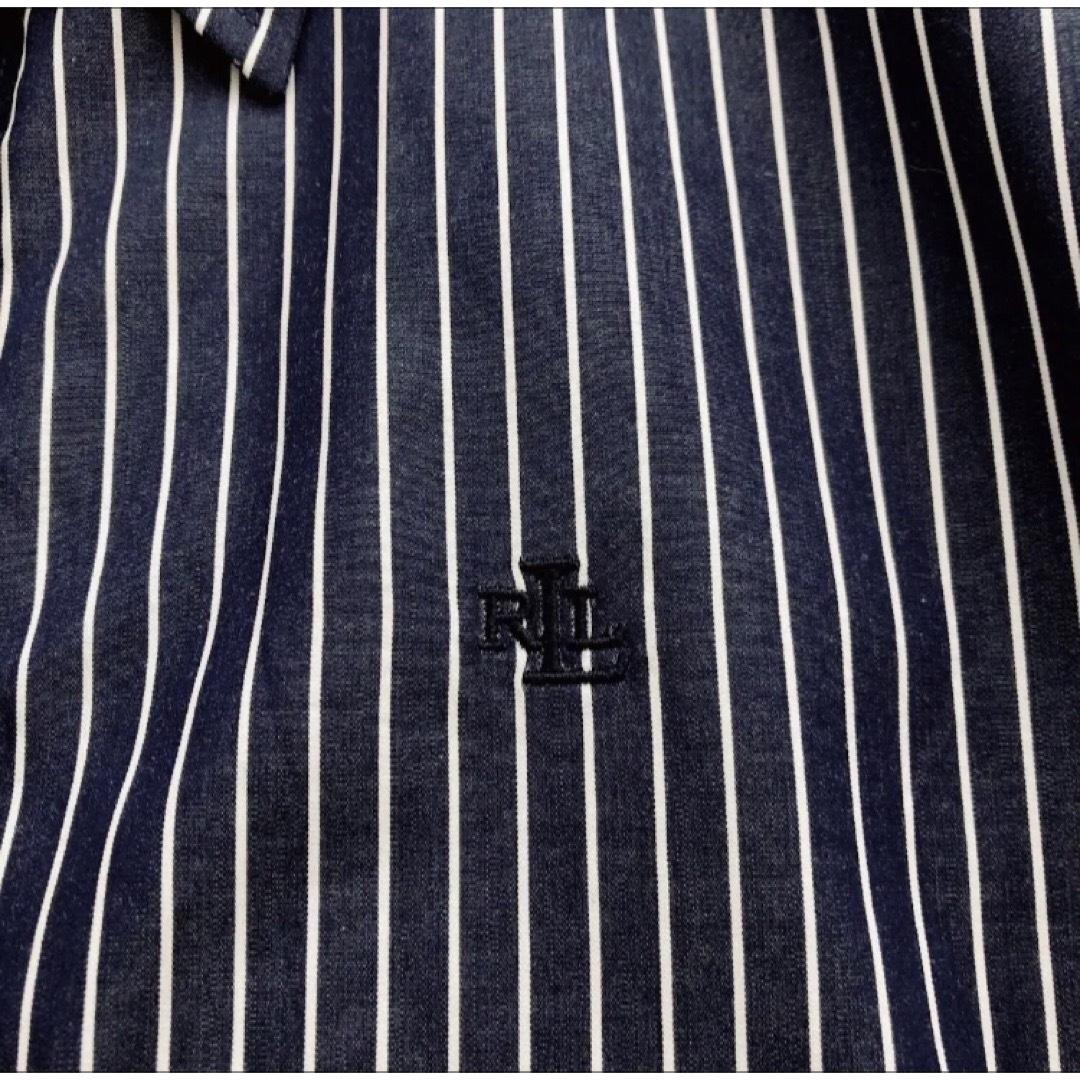 POLO RALPH LAUREN(ポロラルフローレン)の新品　RALPH LAUREN ラルフローレン　ストライプ　ロゴ　シャツ　L レディースのトップス(シャツ/ブラウス(長袖/七分))の商品写真