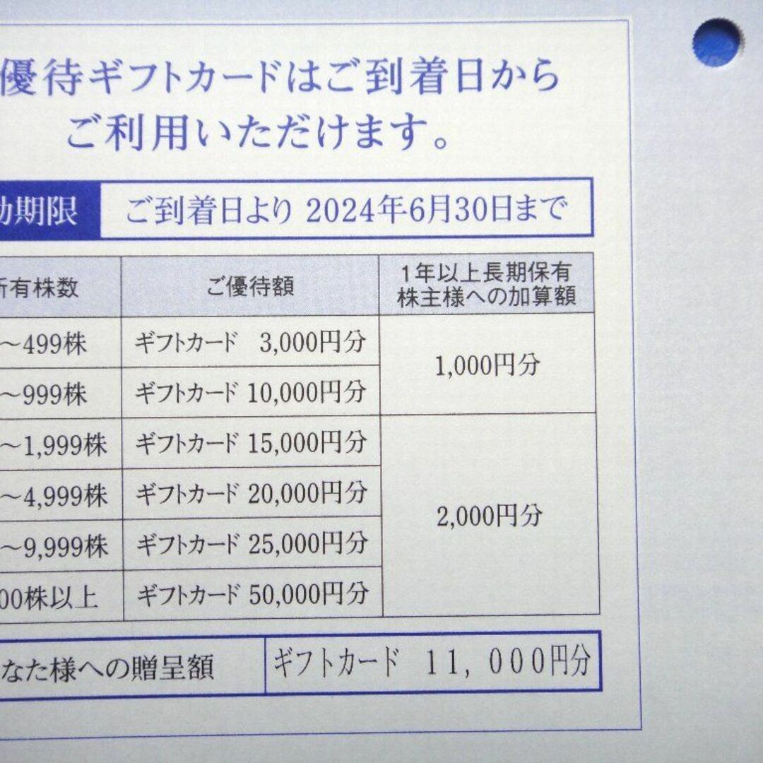 エディオン 株主優待 11000円分