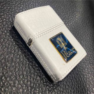 ZIPPO - 【ZIPPO】Peace ピース 白 本革 革巻き オイルライター 希少