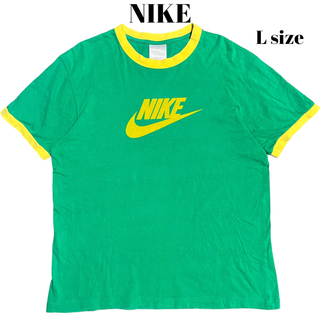 ナイキ(NIKE)の00’s NIKE リンガーTシャツ デカスウッシュ 染込プリント Y2K(Tシャツ/カットソー(半袖/袖なし))