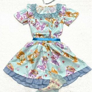 シャーリーテンプル(Shirley Temple)の新品シャーリーテンプル120 猫ねこ　セットアップ（2点セット）　復刻(その他)