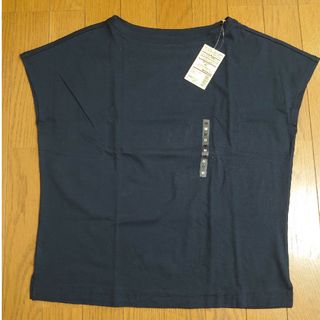 ムジルシリョウヒン(MUJI (無印良品))の未使用　無印　ムラ糸　天竺編み　フレンチスリーブTシャツ　ネイビー　M(Tシャツ(半袖/袖なし))