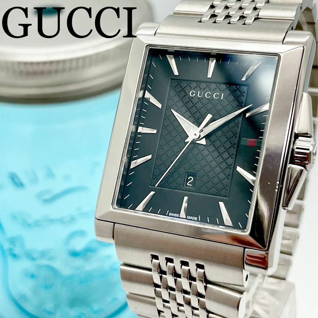 Gucci - 614 GUCCI グッチ時計 メンズ腕時計 ブラック シェリーライン