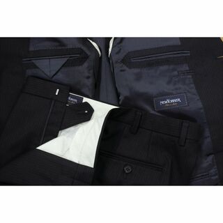 41【美品】ニューヨーカー スーツ A8 メンズ 3L ブラック黒 大きいサイズ