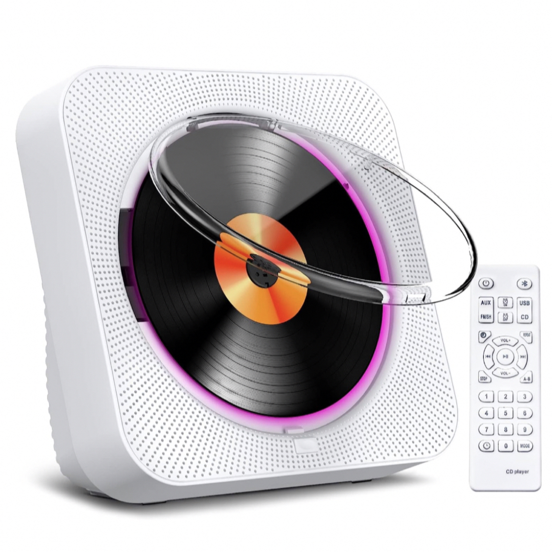 CDプレーヤー Bluetoothスピーカー USB/AUX/TFカード ラジオ