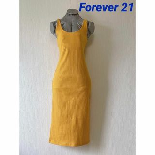 フォーエバートゥエンティーワン(FOREVER 21)のForever21 イエロー ロングワンピース S ストレッチ(ロングワンピース/マキシワンピース)