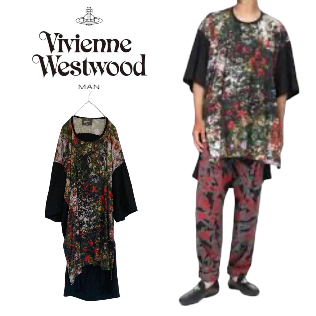 Tシャツ/カットソー(半袖/袖なし)Vivienne Westwood MAN フラワーブーケ　ロング　Tシャツ