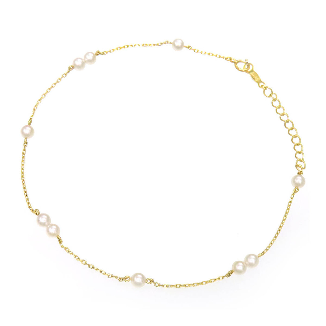 ミキモト パール ステーション ブレスレット #20.5 K18 (K18YG) レディース MIKIMOTO [美品]  【ジュエリー】