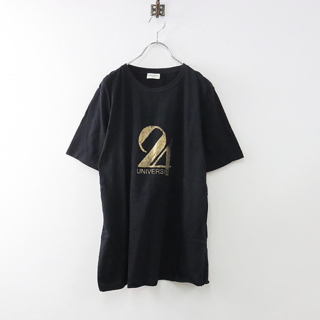 SAINT LAURENT PARIS サンローラン パリ 557956 24 UNIVERSITE TシャツS/ブラック 黒 TEE  トップス【2400013425452】