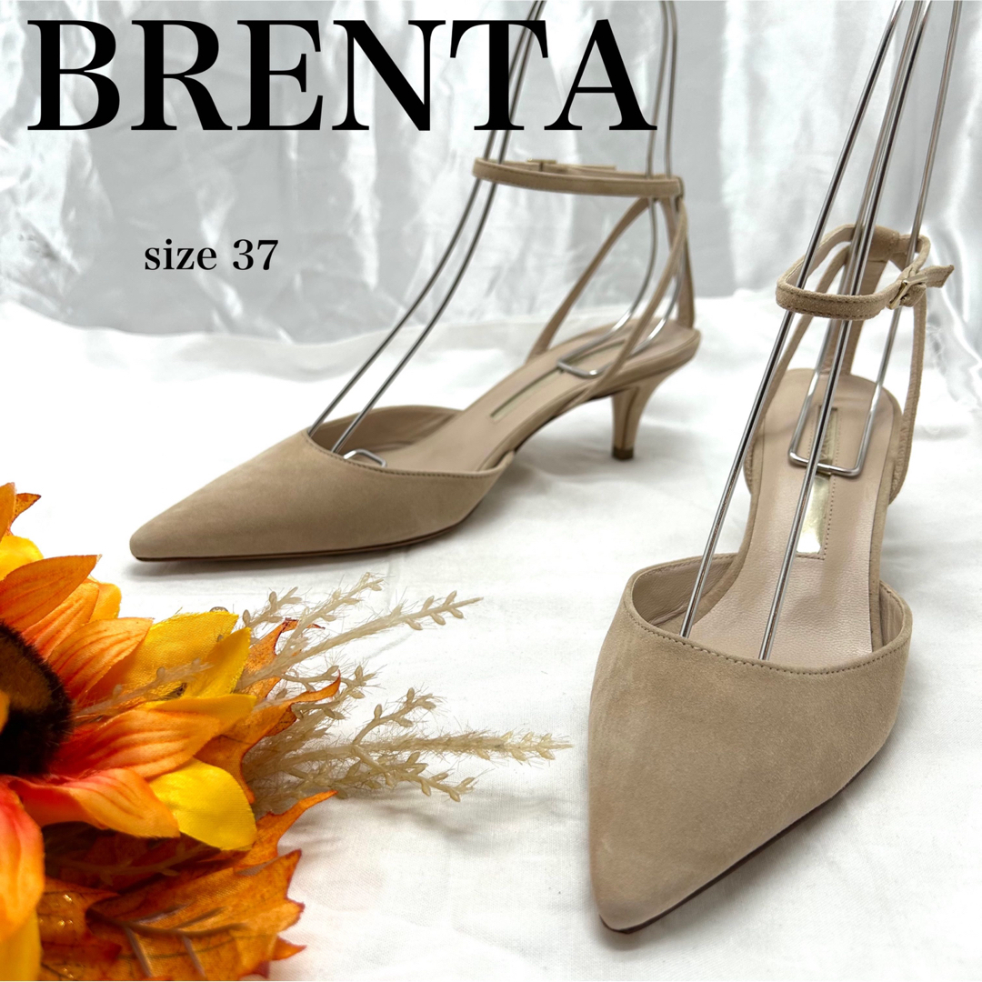 【試着のみ】BRENTA　ブレンタ　スウェードミュール　ポインテッドトゥ