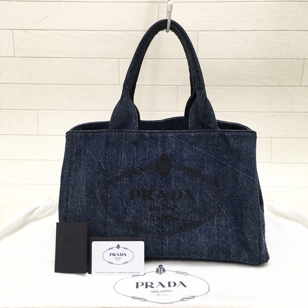 ☆美品・ギャランティ付☆PRADA CANAPA M インディゴ トートバッグ