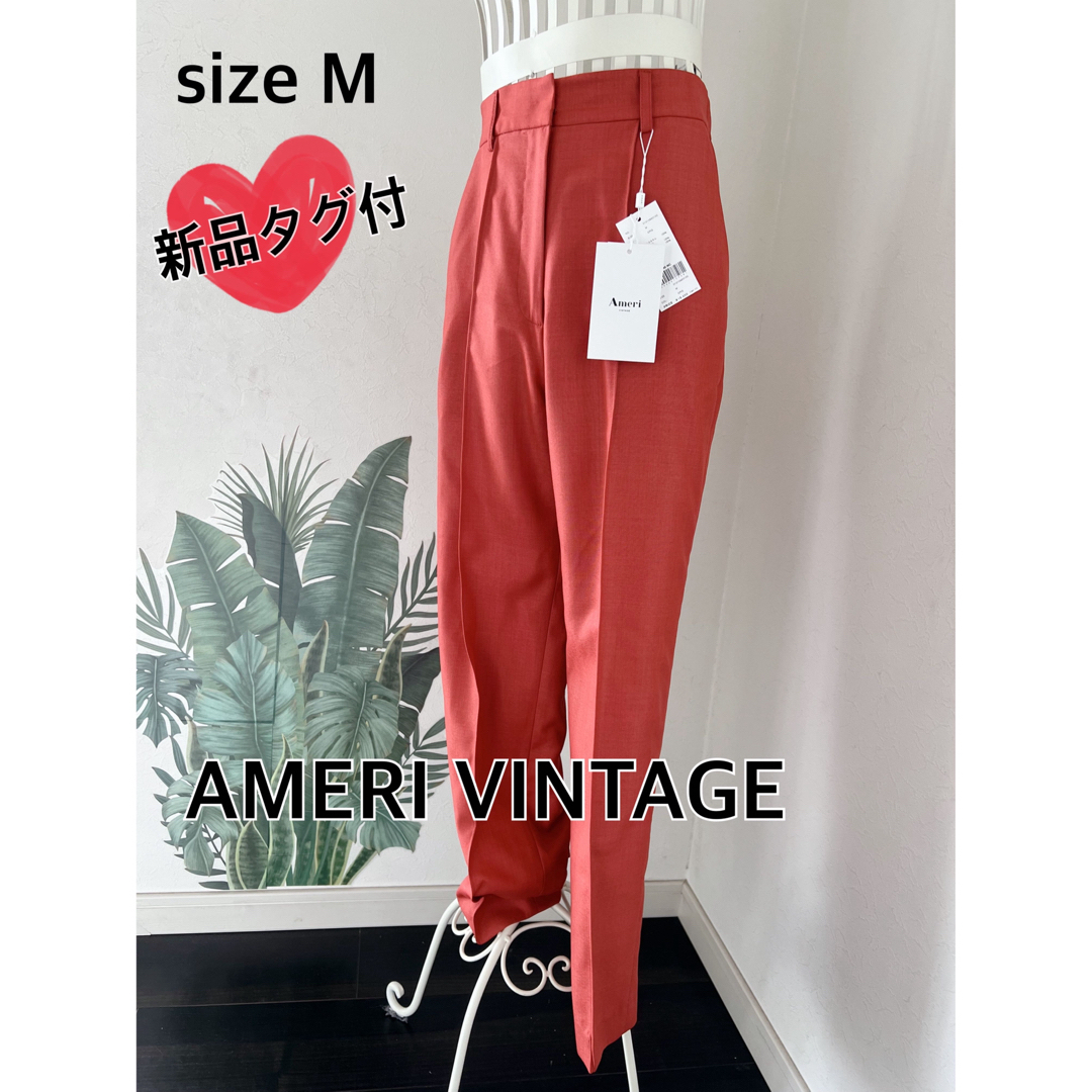 Ameri VINTAGE(アメリヴィンテージ)の新品AMERIアメリヴィンテージ　センタープレステーパードパンツ★オレンジレッド レディースのパンツ(カジュアルパンツ)の商品写真