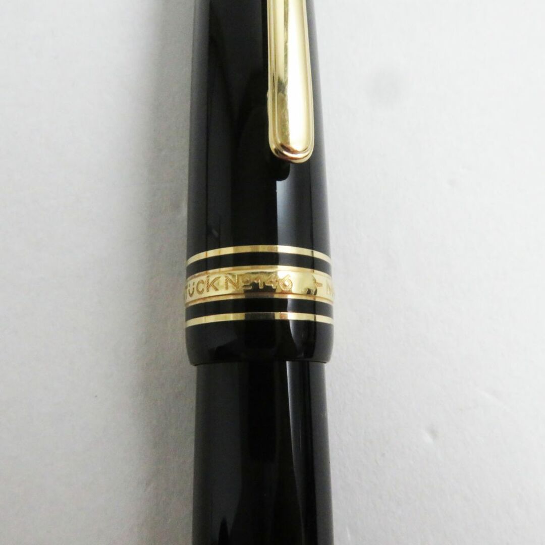 約14cmグリップ幅極美品●MONTBLANC モンブラン マイスターシュテュック No146 ペン先14K Mニブ ホワイトスター 万年筆 ブラック×ゴールド