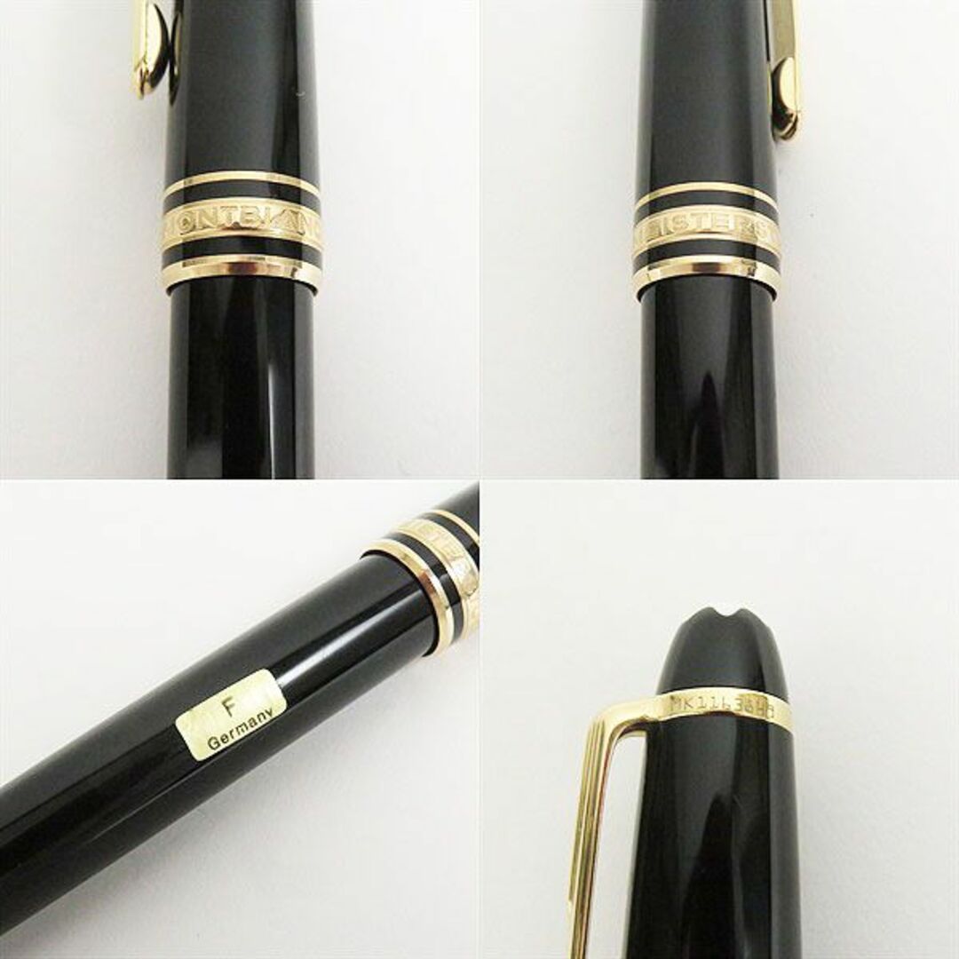 極美品□MONTBLANC/モンブラン マイスターシュテュック クラシック ペン先14K Fニブ 万年筆/ボールペン 二本セット 黒×金 ドイツ製  筆記OK