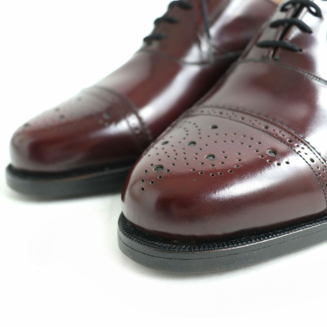 未使用△FLORSHEIM IMPERIAL フローシャイム インペリアル キャップトゥ セミブローグ レザー シューズ 赤茶色系 8 3E メンズ