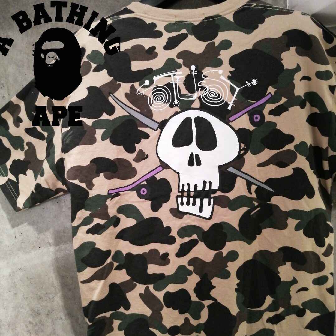 APE BAPE KAWS STUSSY コラボ　tシャツ　tee L スカル