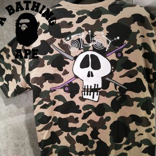 アベイシングエイプ(A BATHING APE)の【Lサイズ　30周年】A BATHING APE ×STUSSY 　美品Tシャツ(Tシャツ/カットソー(半袖/袖なし))