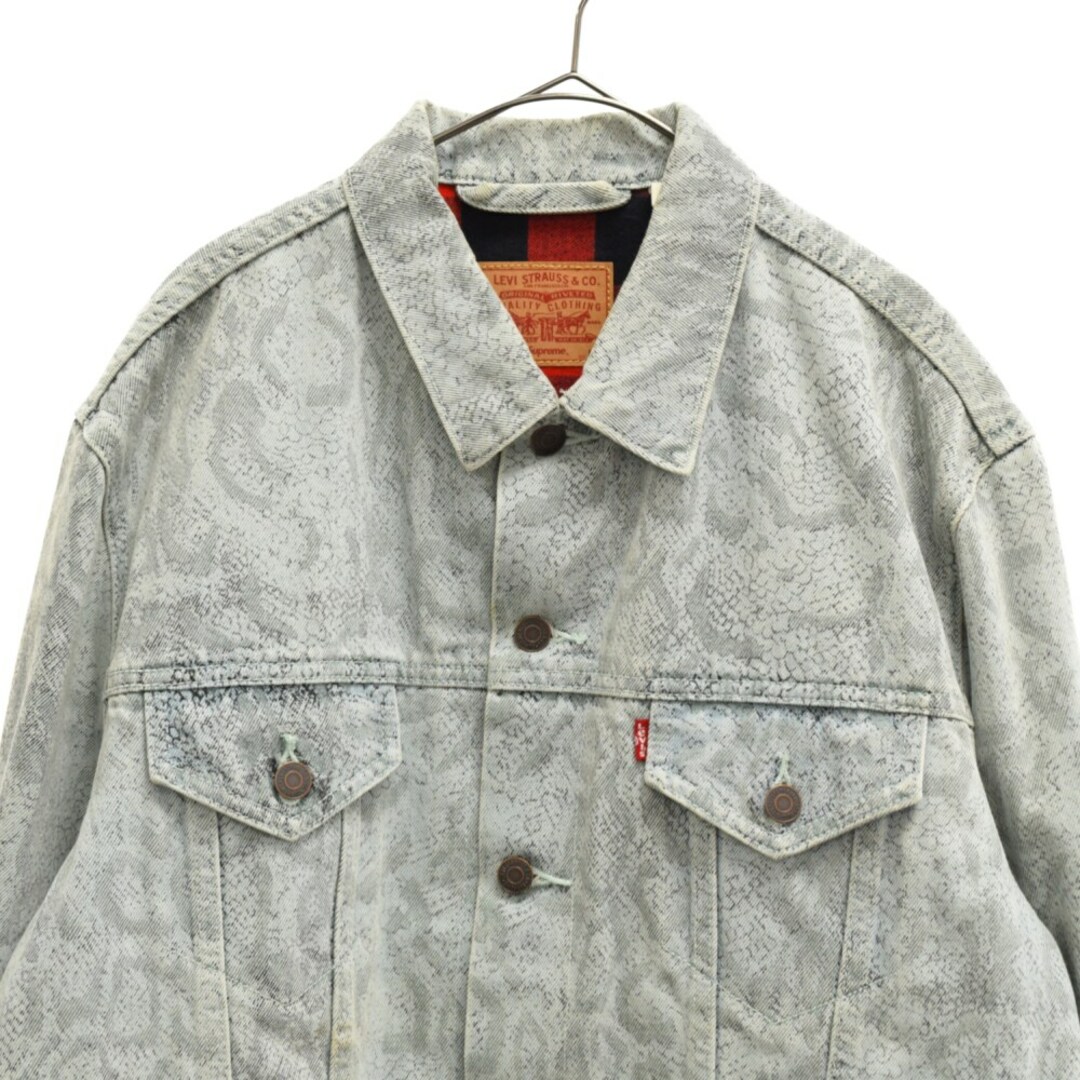 SUPREME シュプリーム 17AW× Levi's Snakeskin Trucker Jacket リーバイス  スネークスキントラッカージャケット デニムジャケット グレー