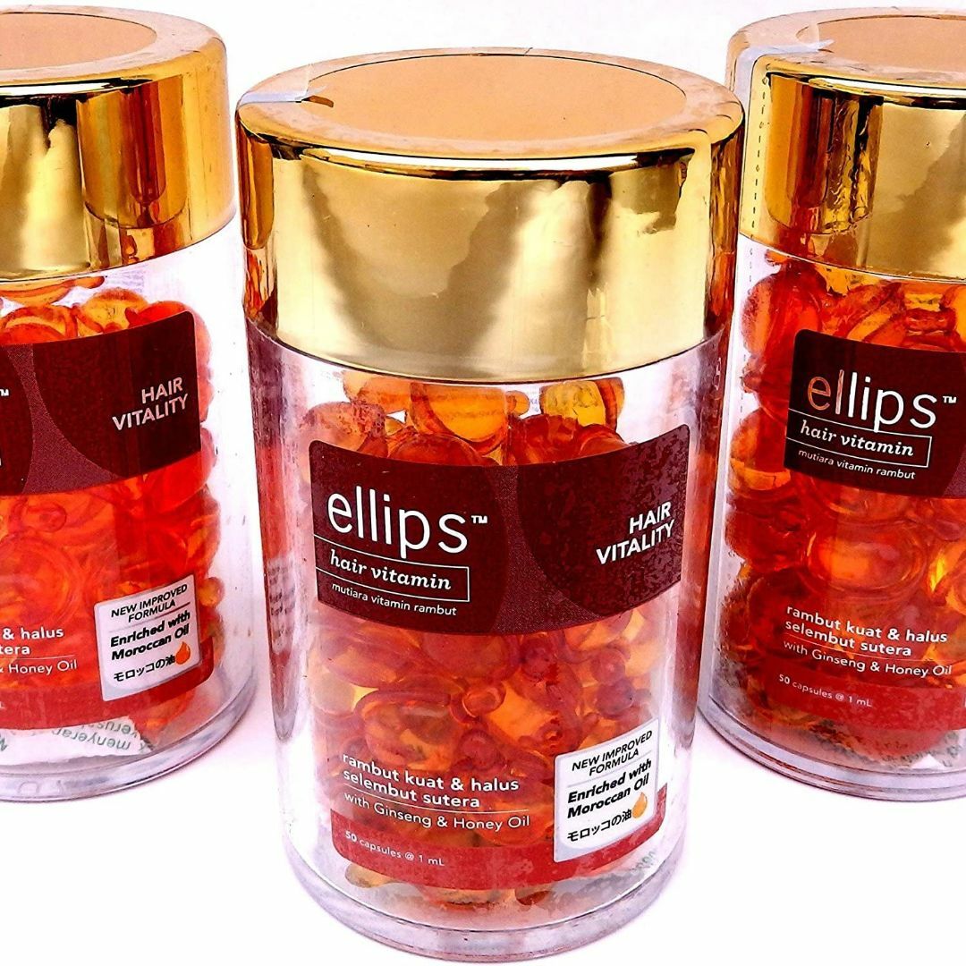 ellips(エリップス)の3個セット♪ ellips ヘアオイル 50粒入 ブラウン ヘアバイタリティー コスメ/美容のヘアケア/スタイリング(オイル/美容液)の商品写真